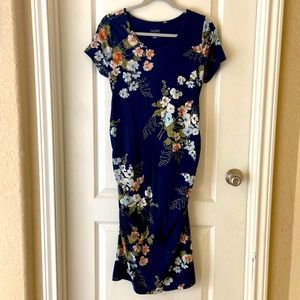 Isabel Maternity Floral Soft Fitted Midi Dress